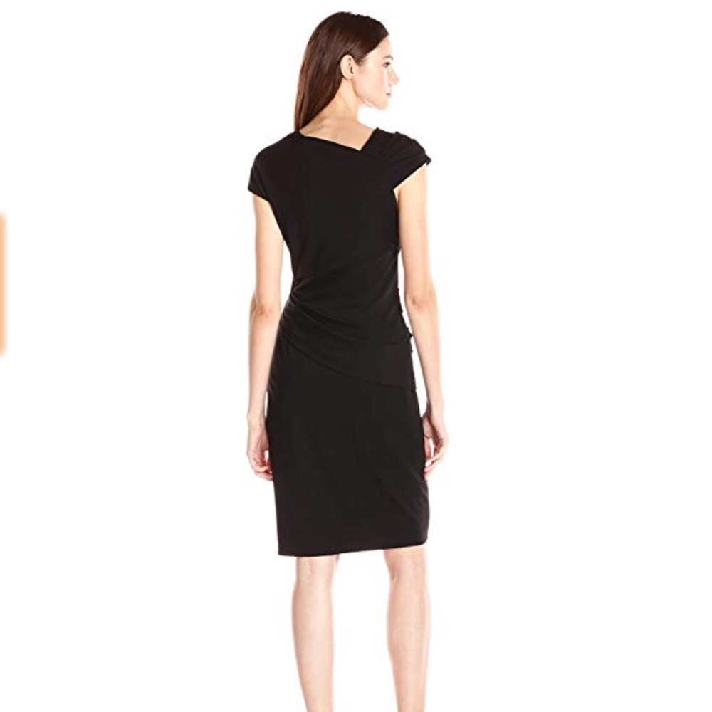 Anne Klein Asymmetrical Neckline Side Drape Dress - Picture 2 of 7